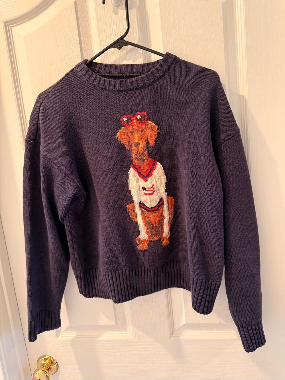 Porridge Navy Dog Crewneck Sweater - Women XS